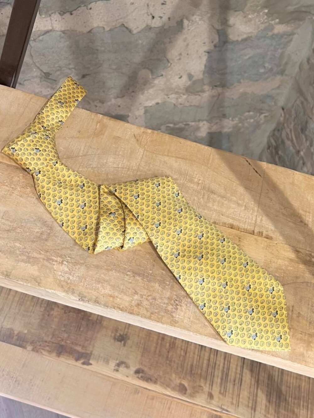 Hermès Yellow Turtle Print Silk Tie
